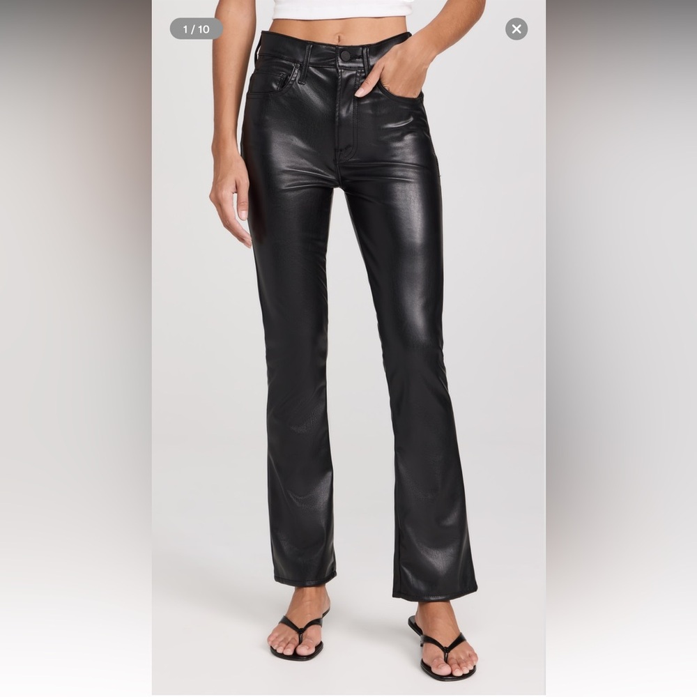 Mother The Insider Flood Faux Leather Flared Pants